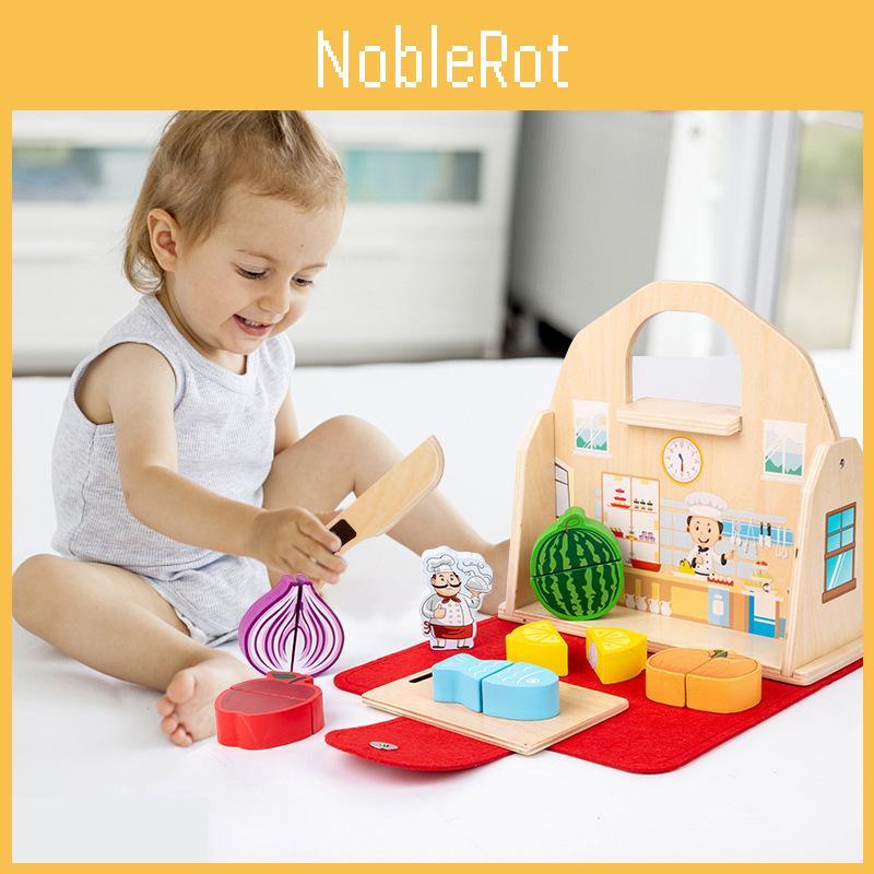 Kids Portable Handbag Fruit Vegetable Cutting Toy Set For Creative Play Learning