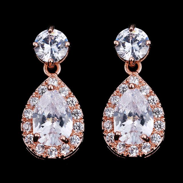 Charm White /Rose /Yellow Gold Color Drop Water Long Earrings Clear Crystal Nail Drop Earings Women Dazzling Wedding Gift Ae331
