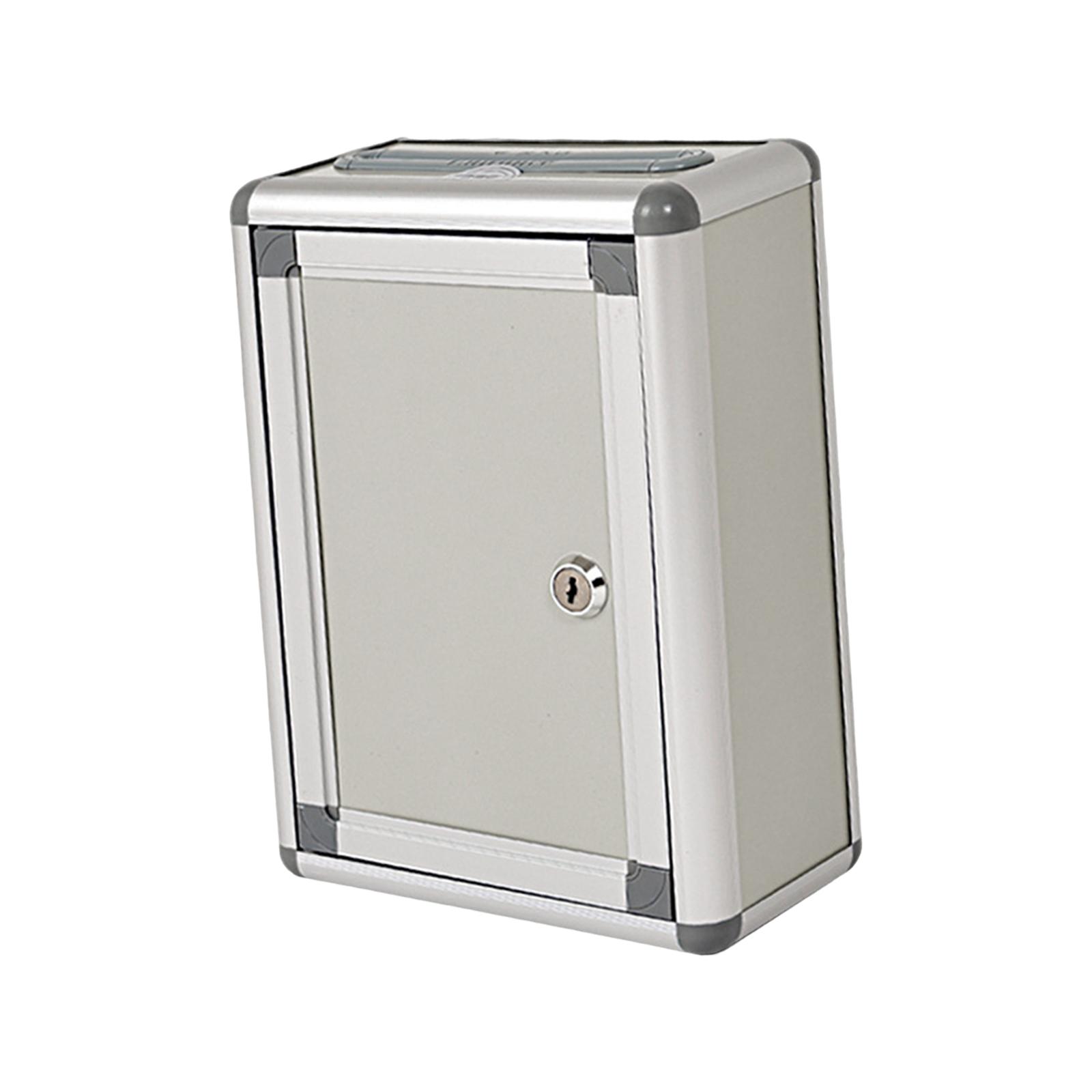 

Small Suggestion Box with Lock Organizer Multifunctional Lockable Aluminum Alloy Frame Donation Box for Home Office Sturdy