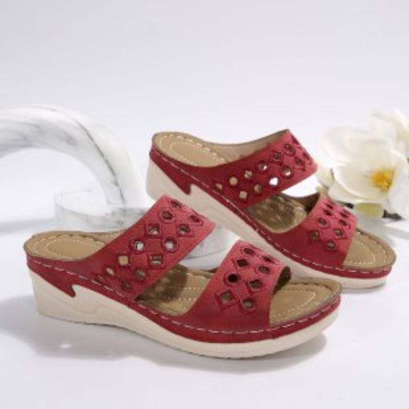 Foreign Trade Large Size Wedge Heel Women's Slippers Summer New European and American Wedge Heel One Word with Cool Slippers