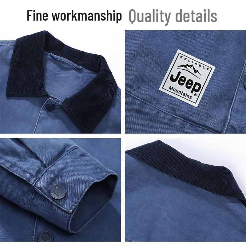 Jeep Men's Contrast Collar Cotton Casual Jacket
