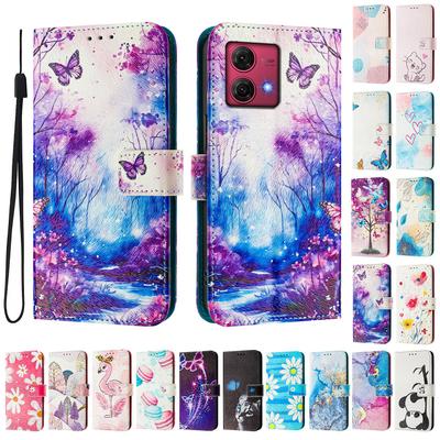 Husă de lux din piele pictată, tip portofel, tip carte, cu design de fluture de vis, pentru Motorola Moto G60, G40 Fusion, G10, G20, G30, G Play, G Power, Edge 50 NEO...