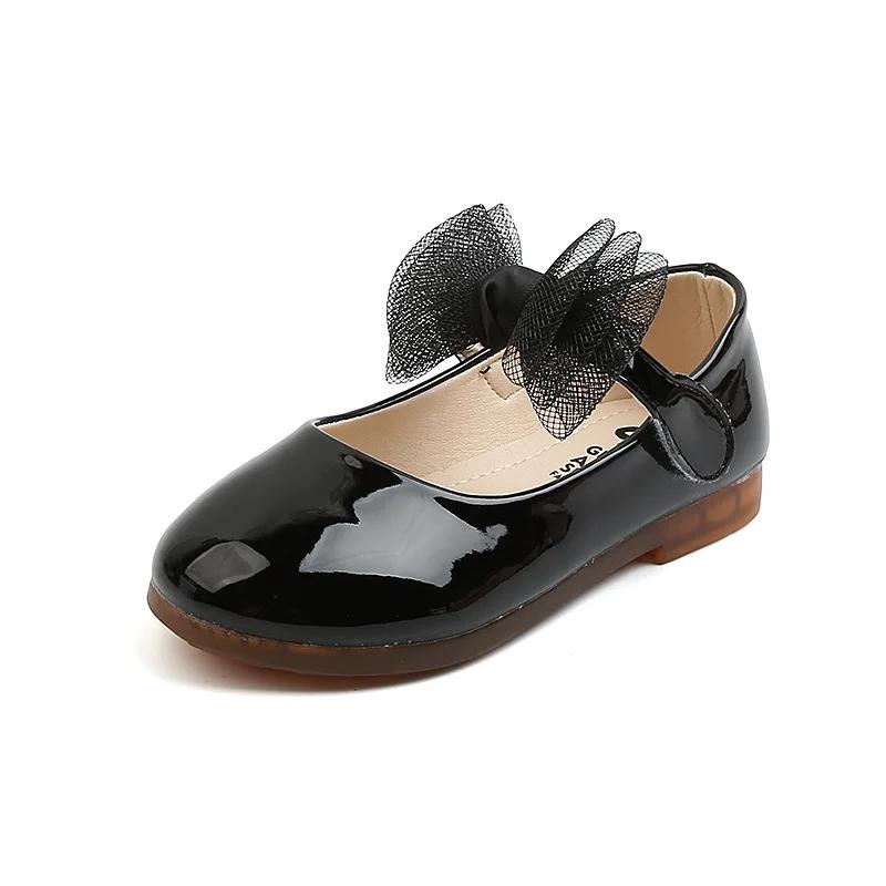 

Kids Leather Girls Shoes Shining Shell Princess Shoes for Baby Party Wedding Children Lace Bow Spring Summer Dress Shoes F03111 22 чёрный