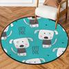 Animals Cute Dogs Round Rug,Washable Soft Circular Floor Mat, Non Slip Low Pile Area Rugs for Kids Room Bedroom Bathroom Laundry