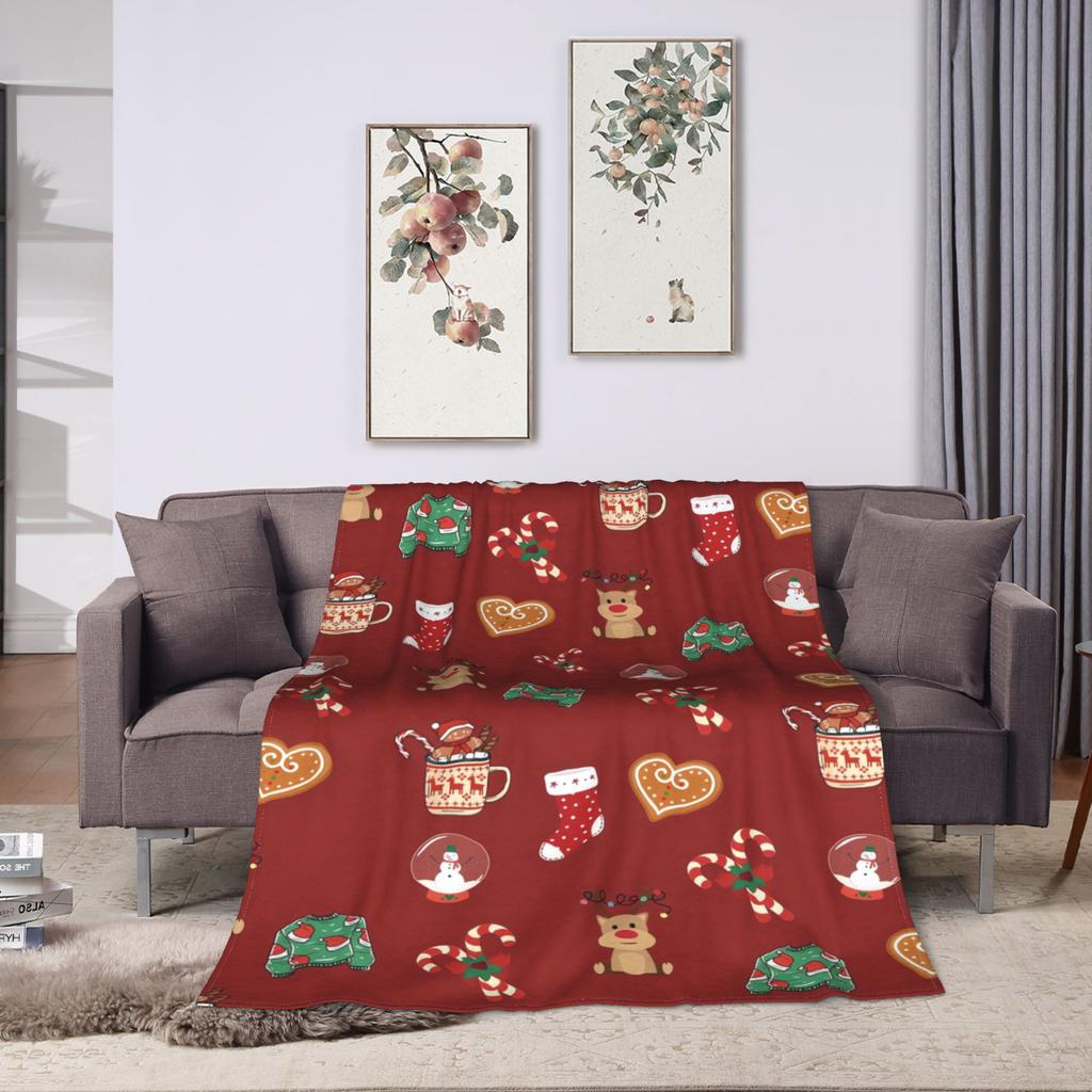Plaid & Holiday Christmas  Flannel Blanket Autumn  Super Warm Bedding Throws for Kids Adult Bedroom Bedspread Sofa Bed Cover