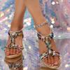 Shoes for Women Summer Women Wedge Sandals Bohemia Rhinestones Casual Platform Sandals Female Peep Toe Outdoor Beach Shoes 34-43