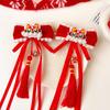 Hanfu Headdress Children New Year Hairpin Chinese Style Red Bow Hair Clip New Year Barrettes  Girls