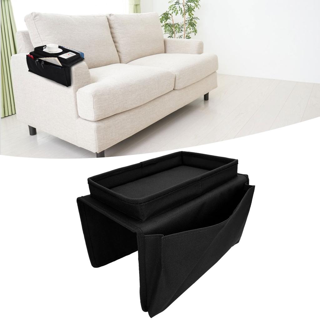 4 Pockets Sofa Armrest TV Remote Control Organizer Armchair Couch Bag with Cup Holder Tray