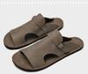 Men's Breathable Cowhide Beach Slippers - Soft Sole Roman Sandals, Size 47