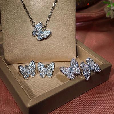2021 Style, Butterfly Zircon Celebrity Three-piece Jewelry Set