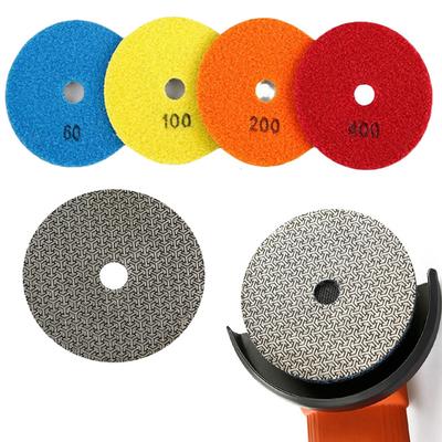 4Inch 60 100 200 400 Electroplated Dry Polishing Pad For Granite Marble Flexible Resin Sanding Disc Polisher Disc