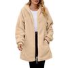 **Winter Loose Plush Women's Long Sleeve Hooded Zip Up Cardigan Jacket Fuzzy Fleece Coat**