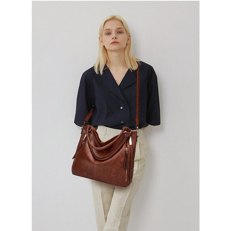 Fashion Women's Soft Leather Large-capacity Shoulder Handbags Hobo Bags Tote Bag