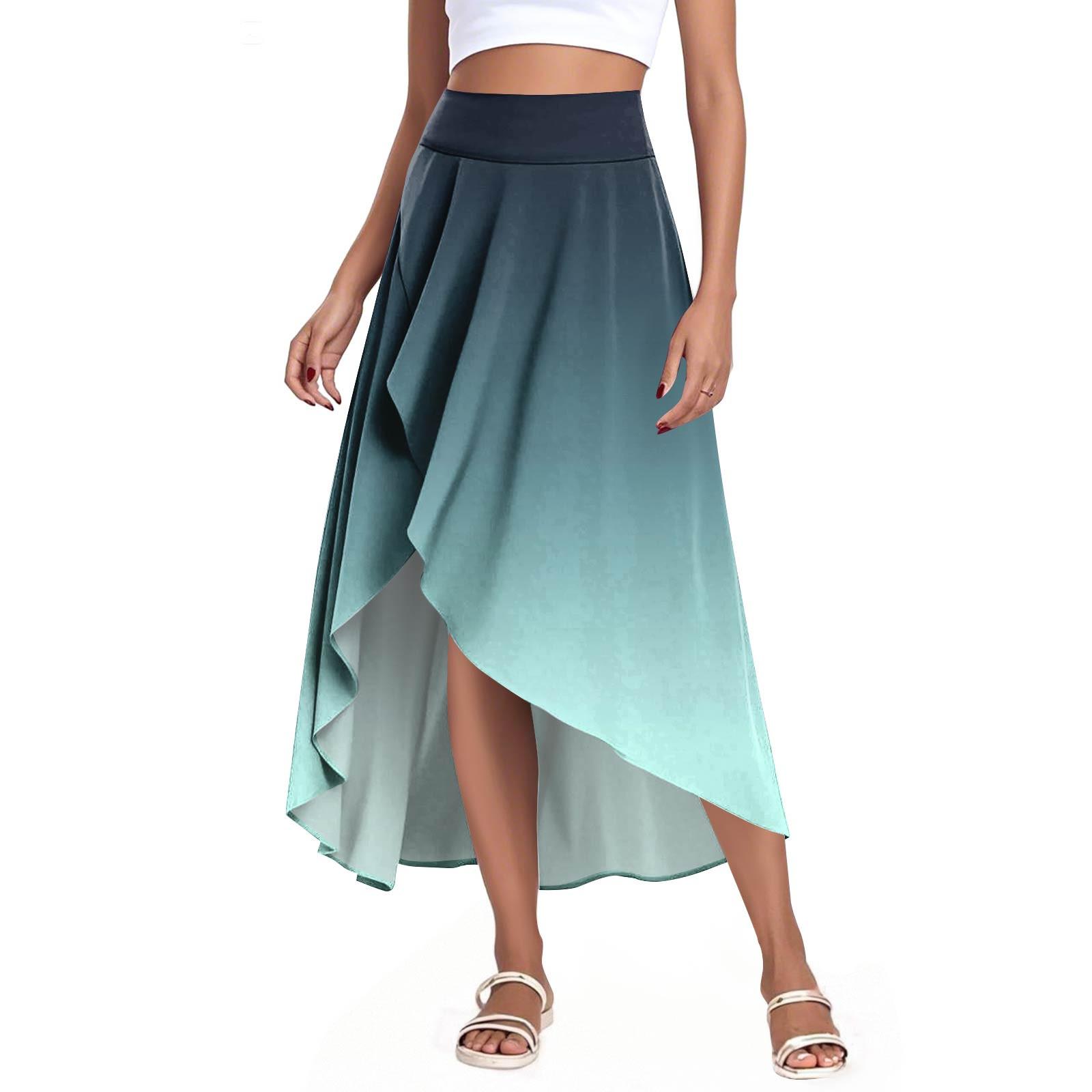 

Женская мода повседневная юбка-шорты с разрезом и оборками на высокой талии XL циан