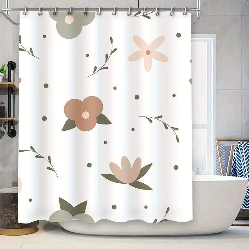 

Vintage Style Floral Printed Waterproof Shower Curtain Set For Bathroom Decorations Pink Color W60H190(CM)-1 Pcs