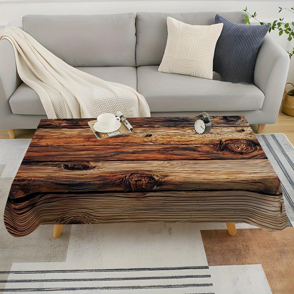 Rustic Wooden Pattern Tablecloth, Rectangular Polyester Table Cover, Festive Party Decor For Home, Coffee Table, All-Season Use