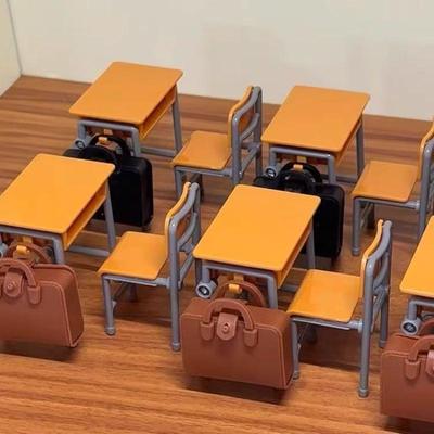 3/6PCS 1/12 Dollhouse Miniature Classroom Backpack Ornaments Leisure Vintage Mini Desk Simulation Schoolbags Furniture Model