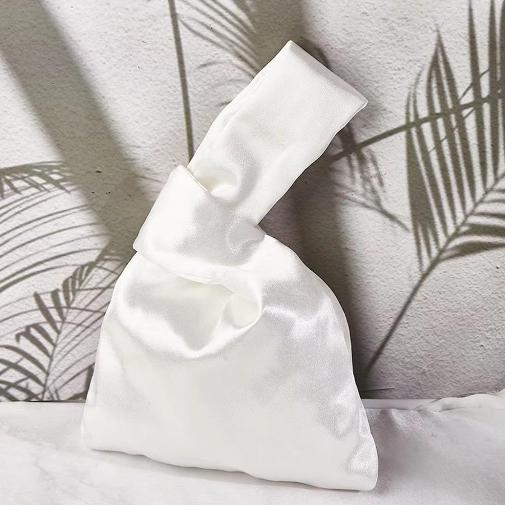 Elegant Silk Satin Wrist Bag Portable Knot Tote Soft Mini Tote Party Occasion