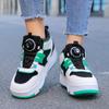 Jungen Jugend Rollschuhe Schuhe Abnehmbare Flache Schuhe Vierrädrige Laufschuhe für Kinder - Rollschuhe mit Sportschnalle
