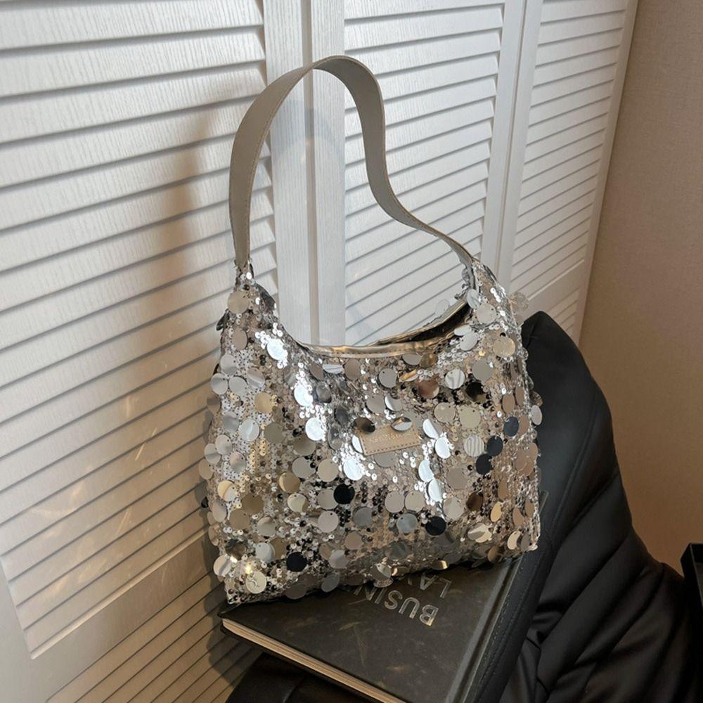 Purse Sequin Tote Bag Evening Bag Silver Shoulder Bag Casual Blingbling Handbag Girls