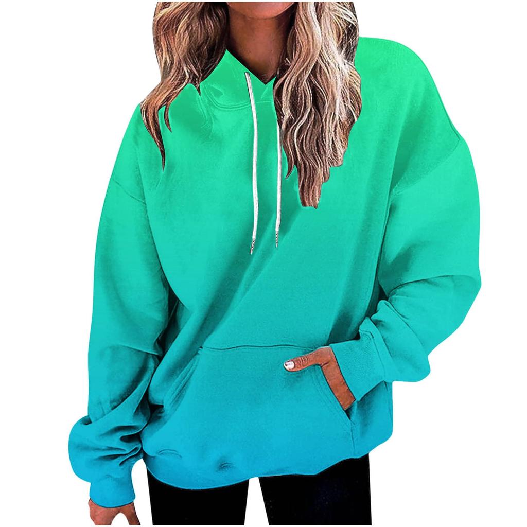 Kids 3D Gradient Printed Long Sleeve Loose Hooded Sweatshirt Simple Girl Casual Long Sleeve Pullover