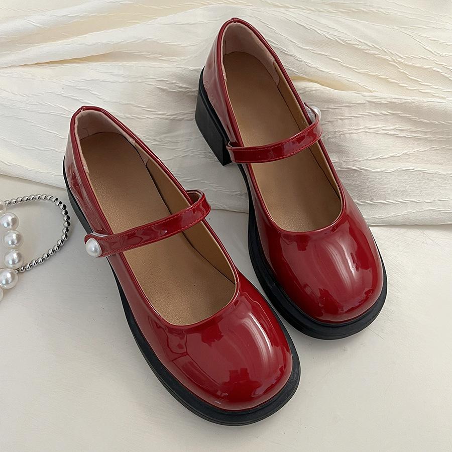 Купить Женские кожаные туфли в стиле ретро с круглым носком и ...