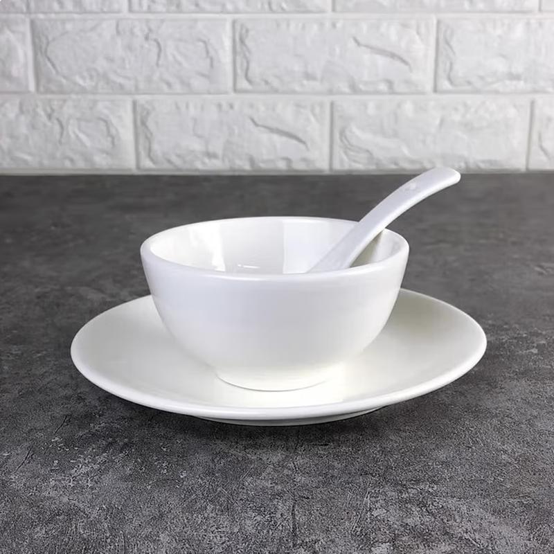 Pure White Ceramic 3-Piece Tableware Set