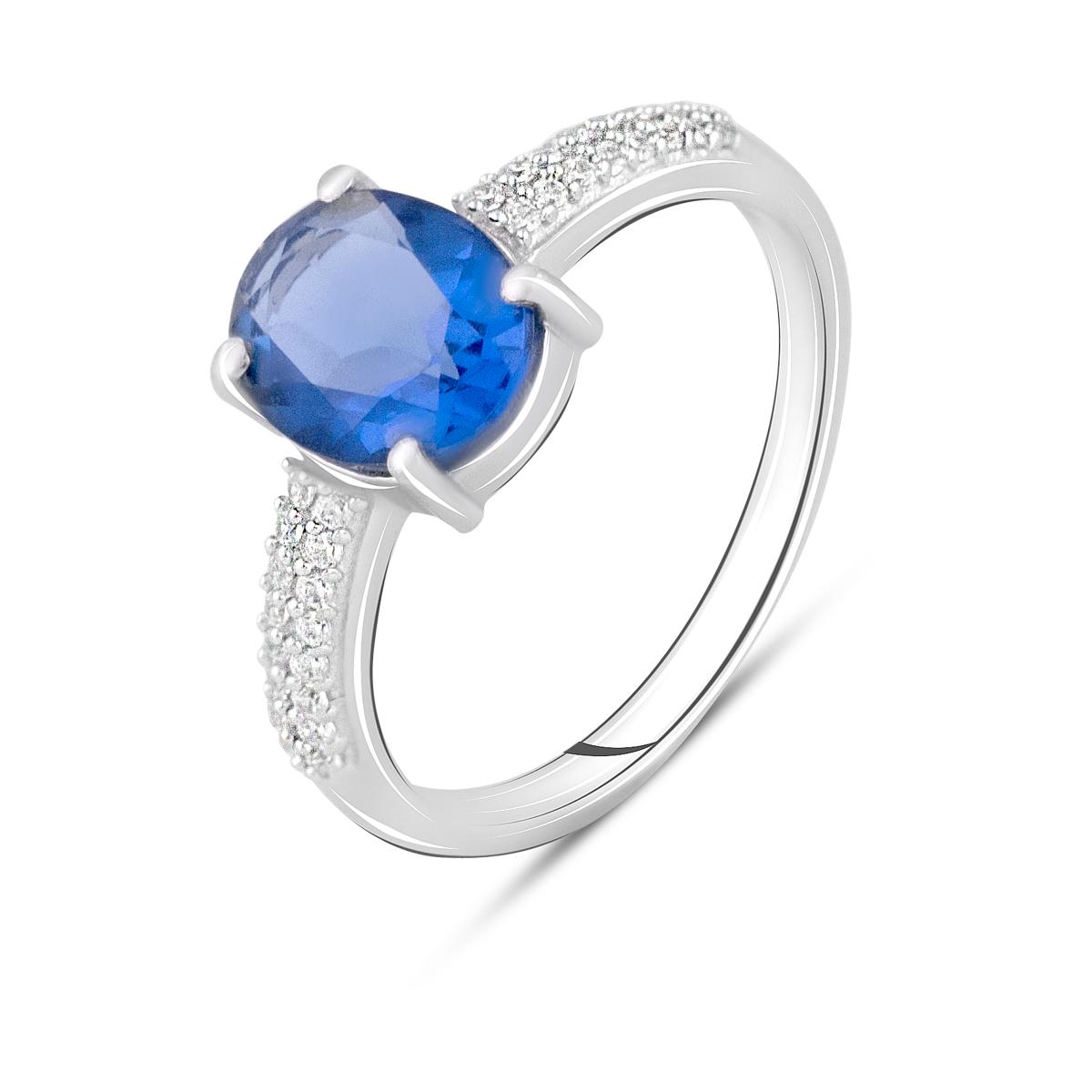 

Срібна каблучка з штучним танзанітом nano 2.422ct (2111696) 3.12 гр. 925 проби 18 синій