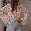 Summer Lace Shirt For Women With Long Sleeves And Round Neck In Pure Color For Street Style Fashion