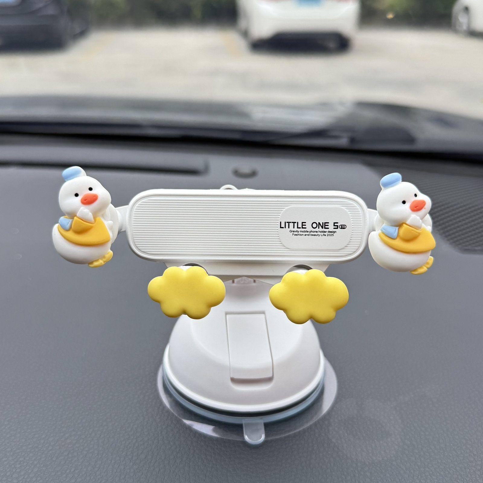 2025 Universal Dashboard Cartoon Car Phone Holder for Female Drivers Pure White