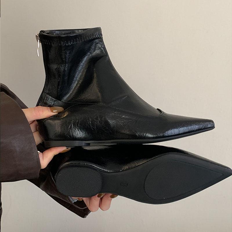 Fashion Fashion Shoes With Height Increasing Women Ankle Modern Boots Pointed Toe Ladies Stretch Short Boots Female Zippers Shoes Lady