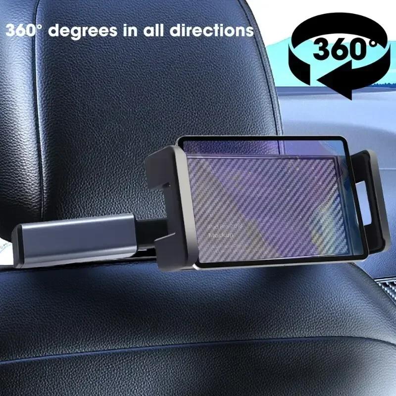 360° Universal Car Headrest Mount - Waterproof & Durable ABS Mobile/Tablet Holder for Backseat Entertainment Amagi