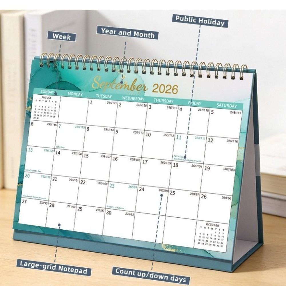 Thick Paper Annual Calendar Daily Schedule Portable Standing Desktop Calendar July 2026-June 2027 Self Discipline Check