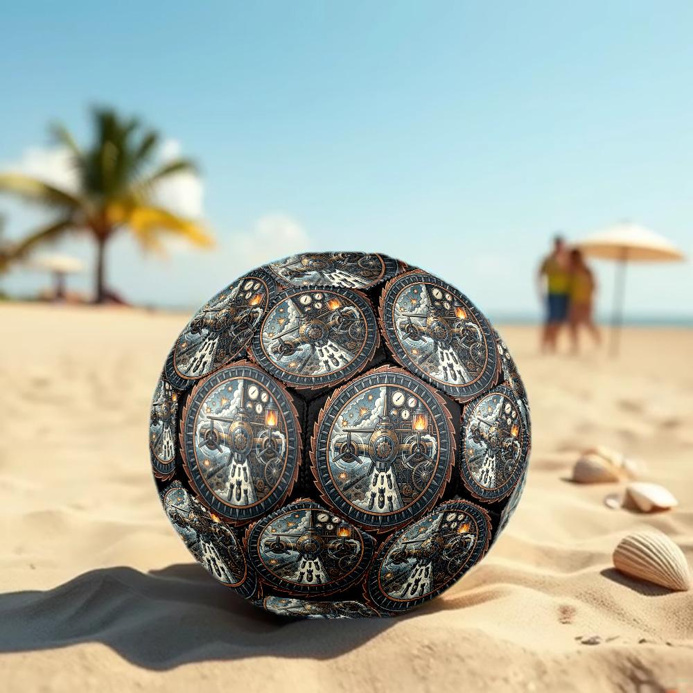 Steampunk Airplane Adventure Round Football Size 5 Adult Ball Suitable for Training Matches and Outdoor Team.