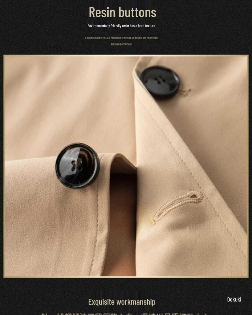 Men's Mid-Length Lapel Windbreaker: Lightweight, Loose-Fit Casual Jacket for Spring and Autumn