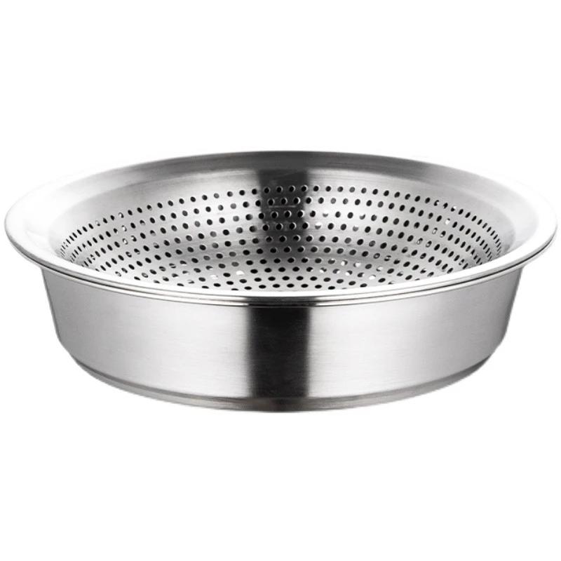 Thick double layer drainage basin German style 304 stainless steel basin drain basket Vegetable washing and rice washing basin