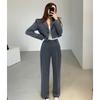 Fashion Autumn Loose Casual Suit Set Two Piece Outfit Blazer and Pants Women Office Wear