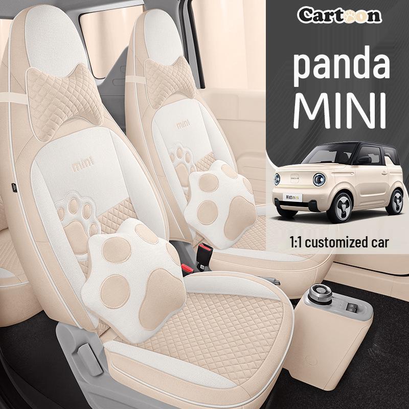 Panda Mini Linen Full Coverage Car Seat Cushion for All Seasons