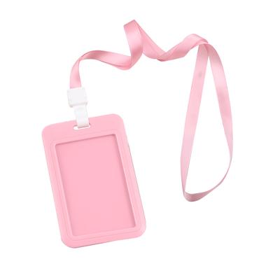 Badge Holder Bright Color Thick Sturdy ABS Rounded Corner Waterproof Bus Card Holder with Lanyard