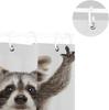 Funny raccoon shower curtain, animal themed pattern printed durable waterproof shower curtain bathroom decoration, 12 hooks