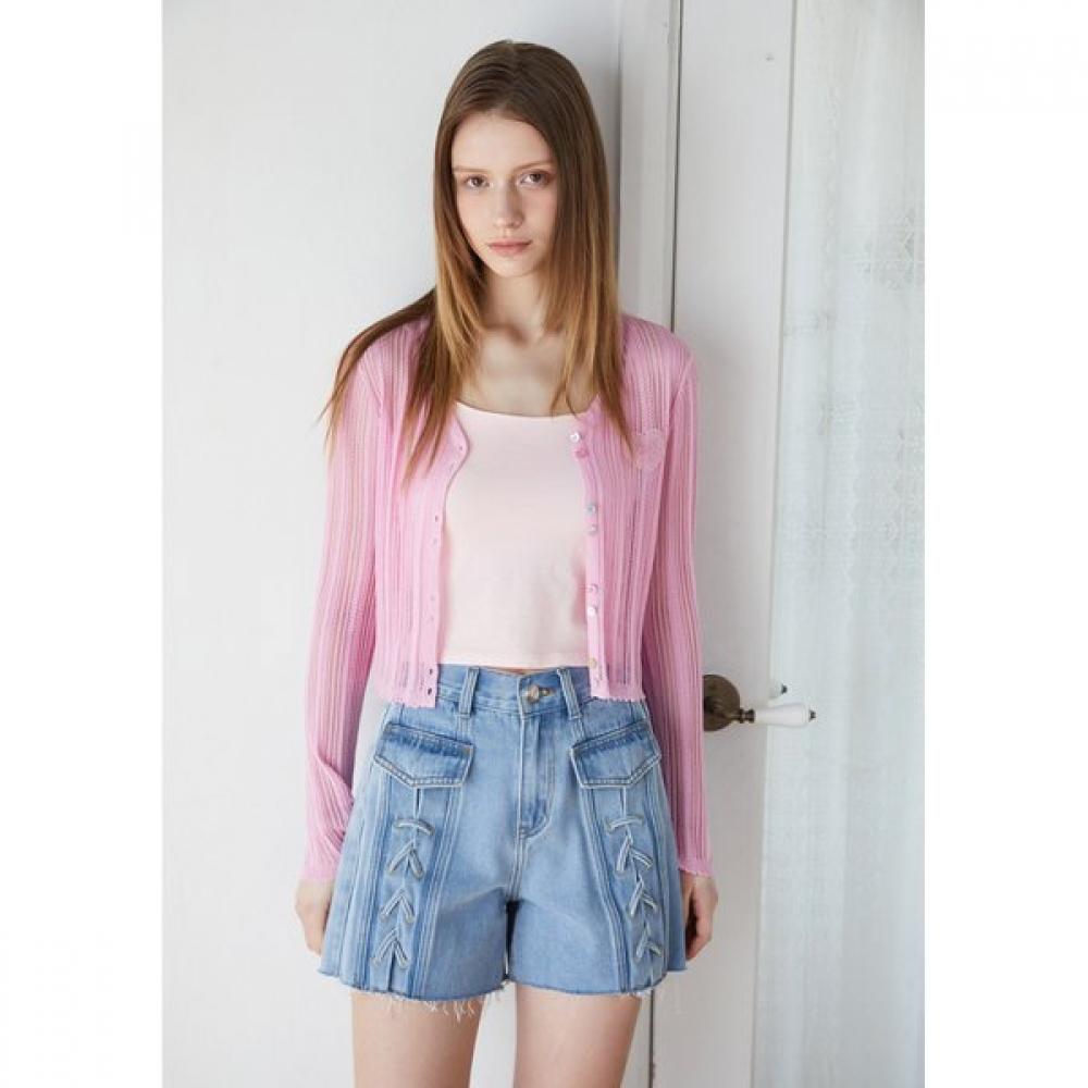

Egoist Button Point Mesh Knit Cardigan Es2okg03 BK/55