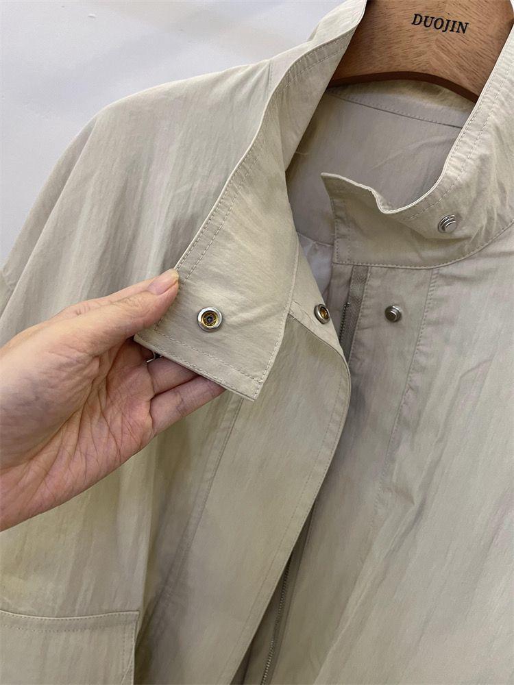 Spring 2025 Women's Loose Casual Chic Stand-Up Collar Jacket - Hong Kong Style