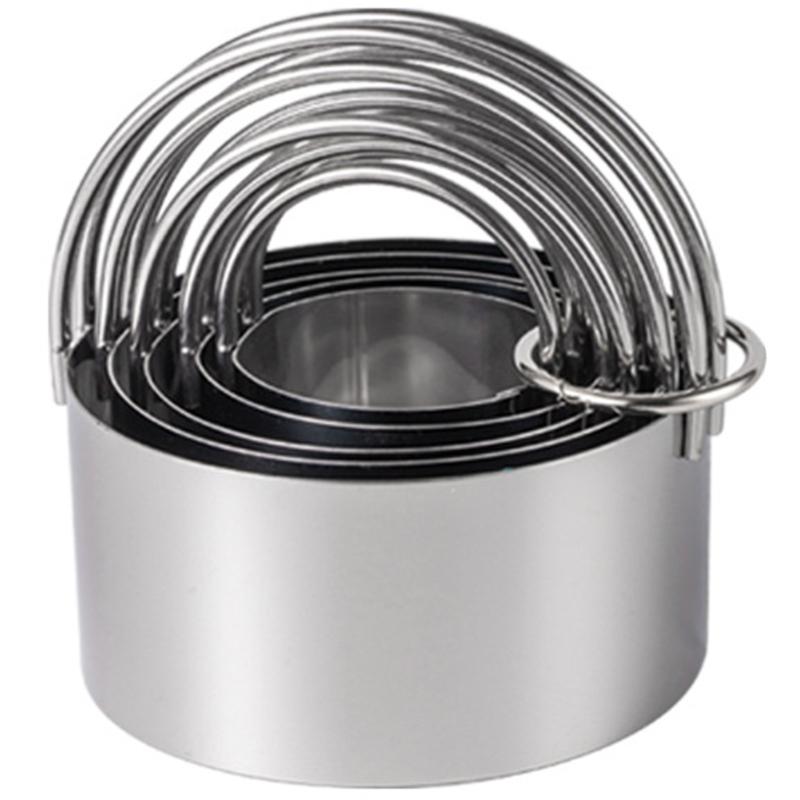 5Pcs Stainless Steel Baking Rings With Handle For Cookie Cake Biscuits Dough Cutting Dishwasher Safe Kitchen Tool
