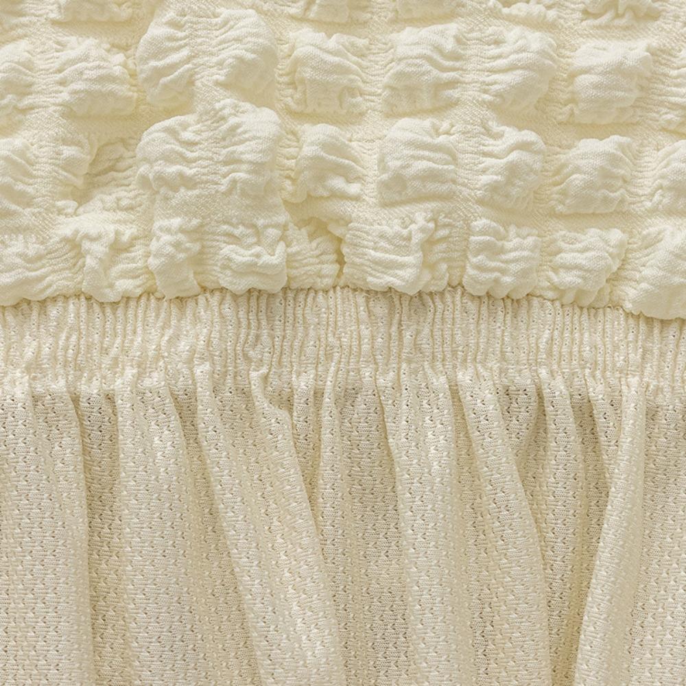 Thick 3D Bubble Gauze Chair Cover with Lace Hem Full Elastic Universal Dining Chair Slipcover