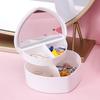 Pink Heart Shaped Double Layer Makeup Jewelry Storage Box Desktop Organizer with Mirror for Students Dormitory Accessories