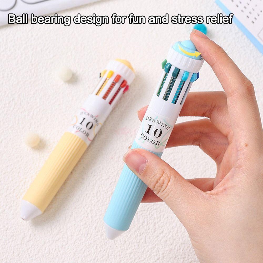 3Pcs Creative 10 Color Ballpoint Pen 0.8mm Colorful Drawing Ballpoint Pen Mechanical Press Pen Student Gifts