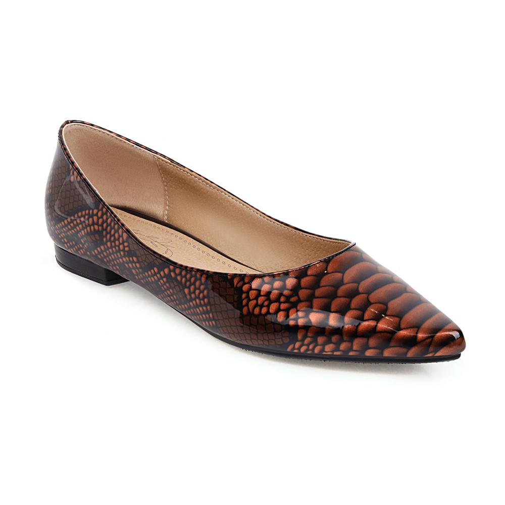 Fashion Casual Women Flats Ballet Shoes Pointed Toe Loafers Shoes Shallow Brand Sexy Snake Leather Slip On Women's Flats Large Size 45