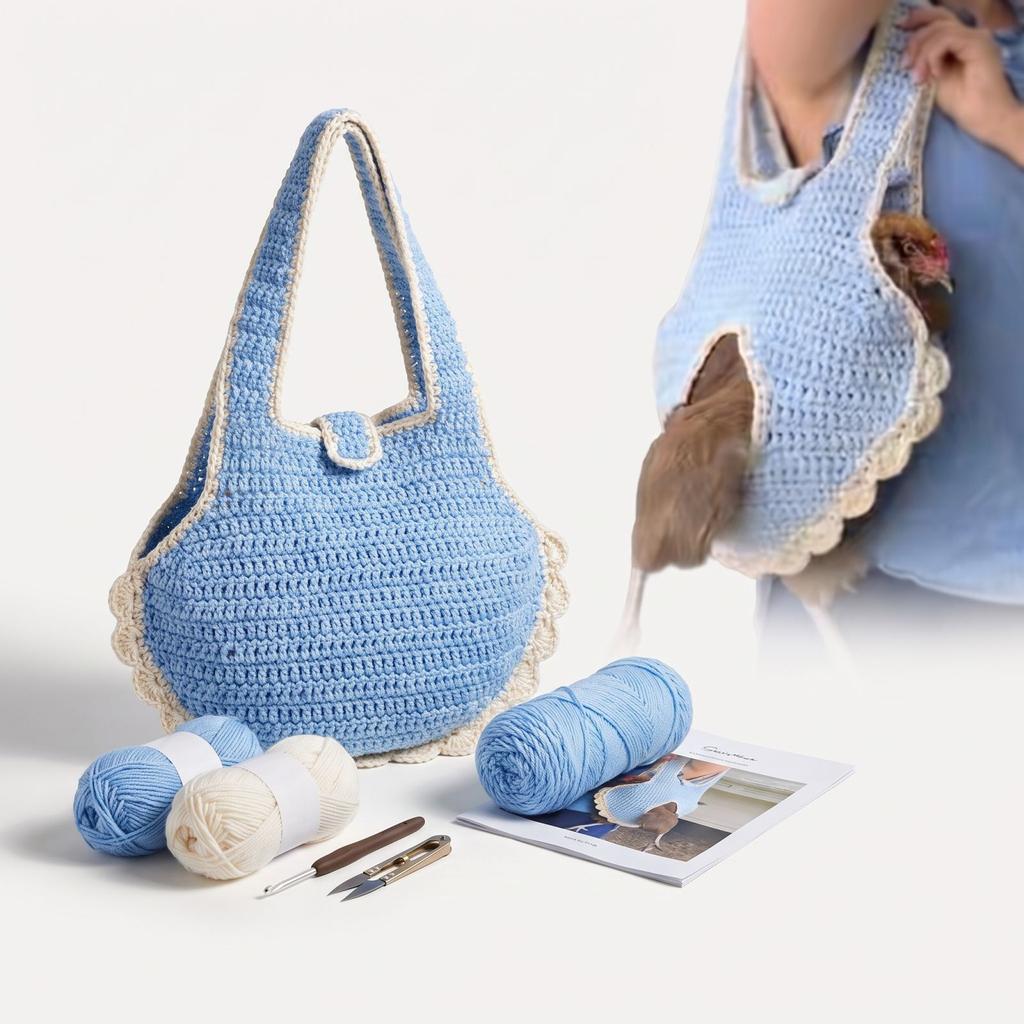 Crochet Chicken Handbag Kit , DIY Crochet Material Kit for Making a Chicken Purse , Perfect for Bag
