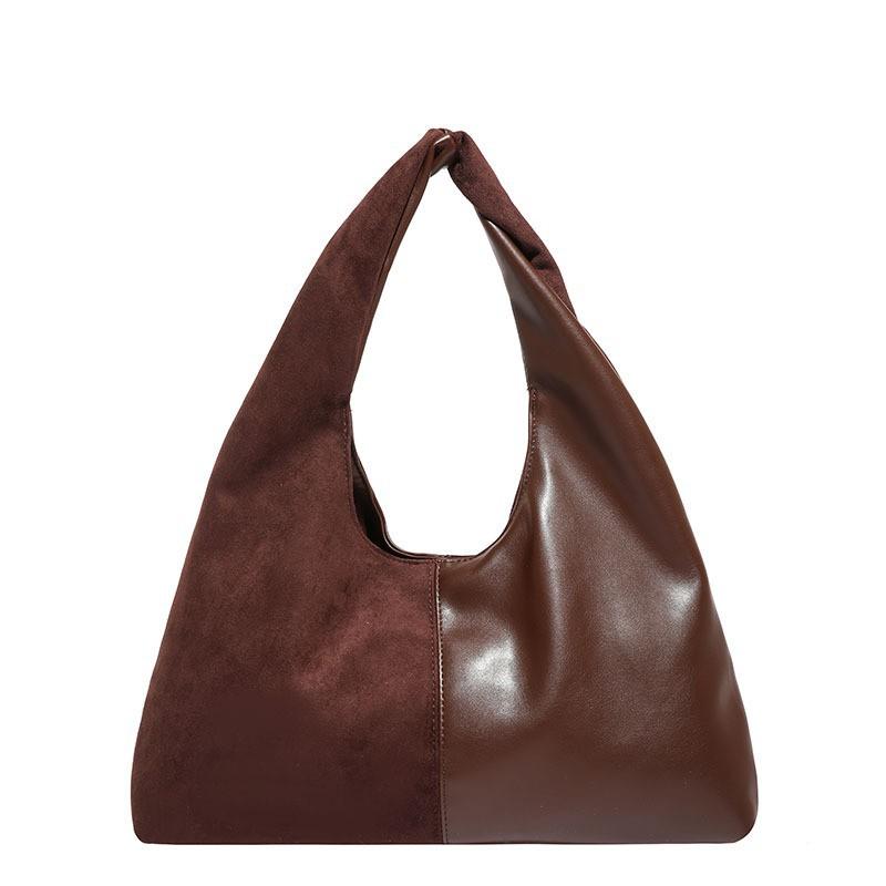

French Retro High-end Portable Armpit Commuting Dumpling Bag Female Niche Splicing Design Temperament Tote Shoulder 38x12x19cm