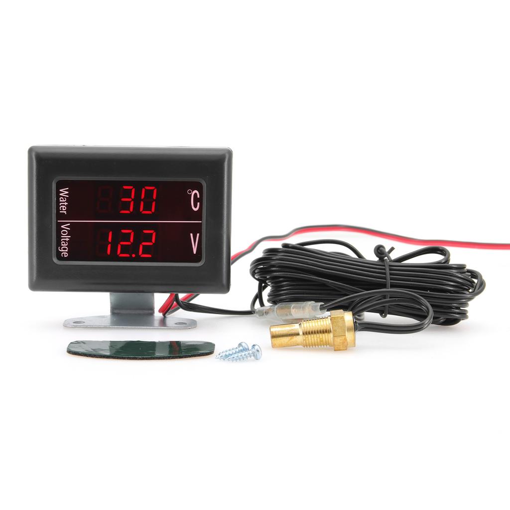 2 IN 1 Auto Car Digital 0~120℃ Water Temperature Gauge+Voltmeter 9-36V Water Temp Sensor Adapter 26MM-40MM for Auto Car Truck